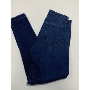 Banana Republic Women's Jeans Skinny High Rise Frayed Hem Dark Blue Wash Sz 27/4